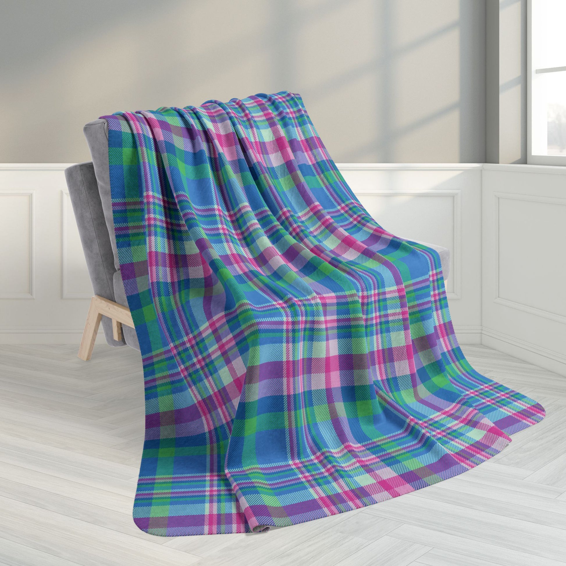 60" × 80" Polysexual Pride Plaid Fleece Sherpa Blanket