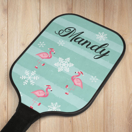 Christmas Flamingo Pickleball Paddles