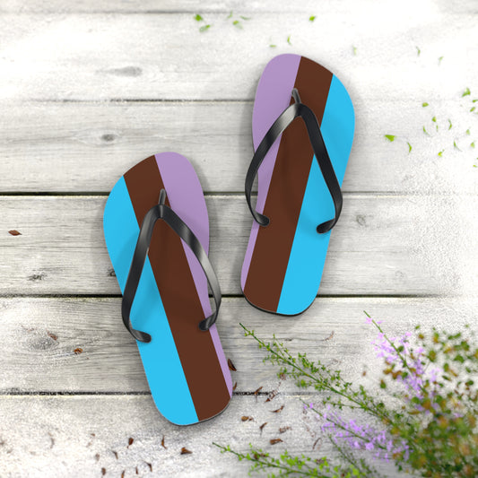 L Black sole Androsexual Pride Flip Flops