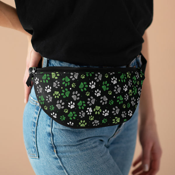 One size Aromantic Pride Paw Print Fanny Pack
