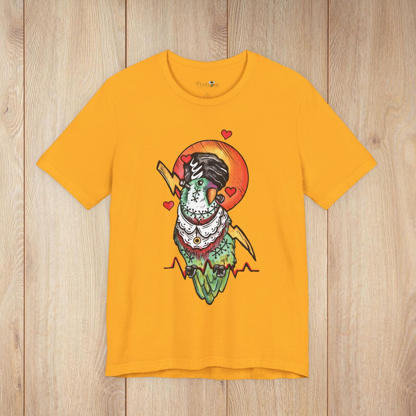 Bride of Frankenstein Lovebird, Hand-Drawn & Hand-Colored Tee