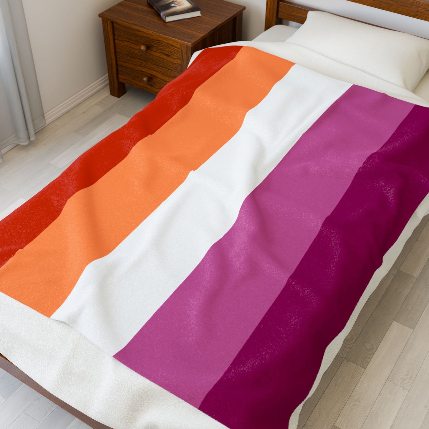 Velveteen Plush Lesbian Sunset Pride Flag Blanket