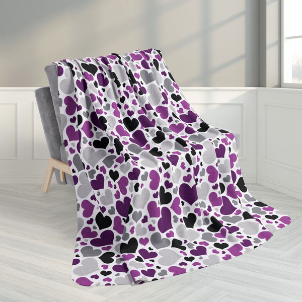 60" × 80" Demisexual Pride Hearts White Fleece Sherpa Blanket