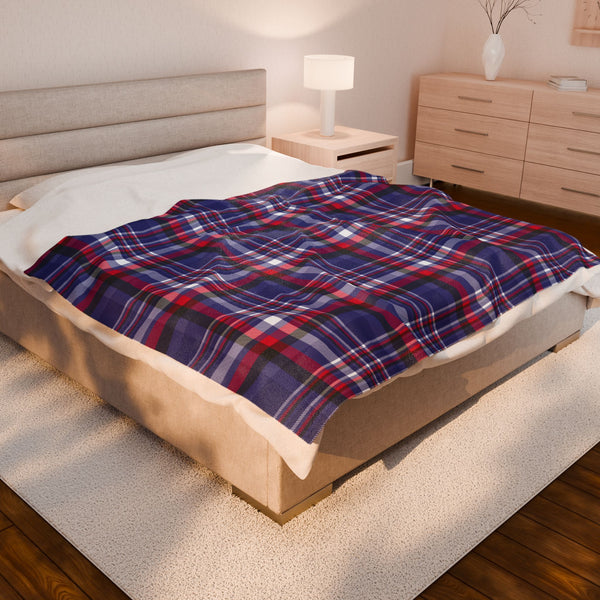 60" × 80" Leather Pride Plaid Velveteen Plush Blanket