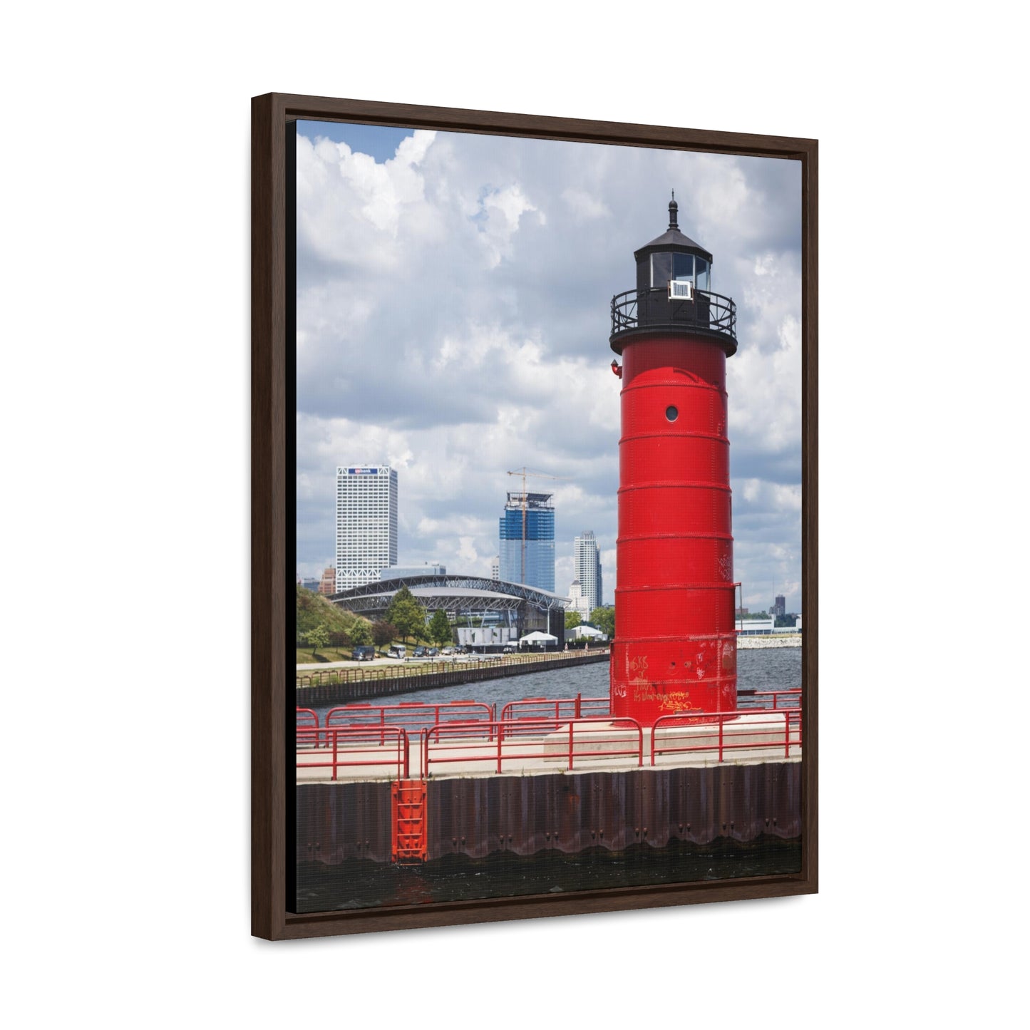 Phare et horizon de Milwaukee Wisconsin ; Milwaukee Pierhead Light, Photographie Encadrée Toile Wrap Wall Art