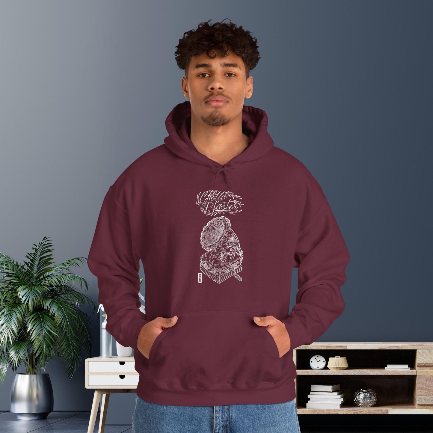 Ghetto Blaster, sudadera con capucha de arte lineal