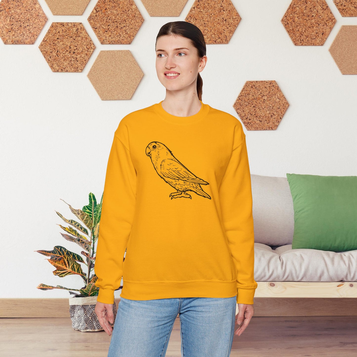 Holly Girl, Sweat-shirt à col rond Lovebird Line Art