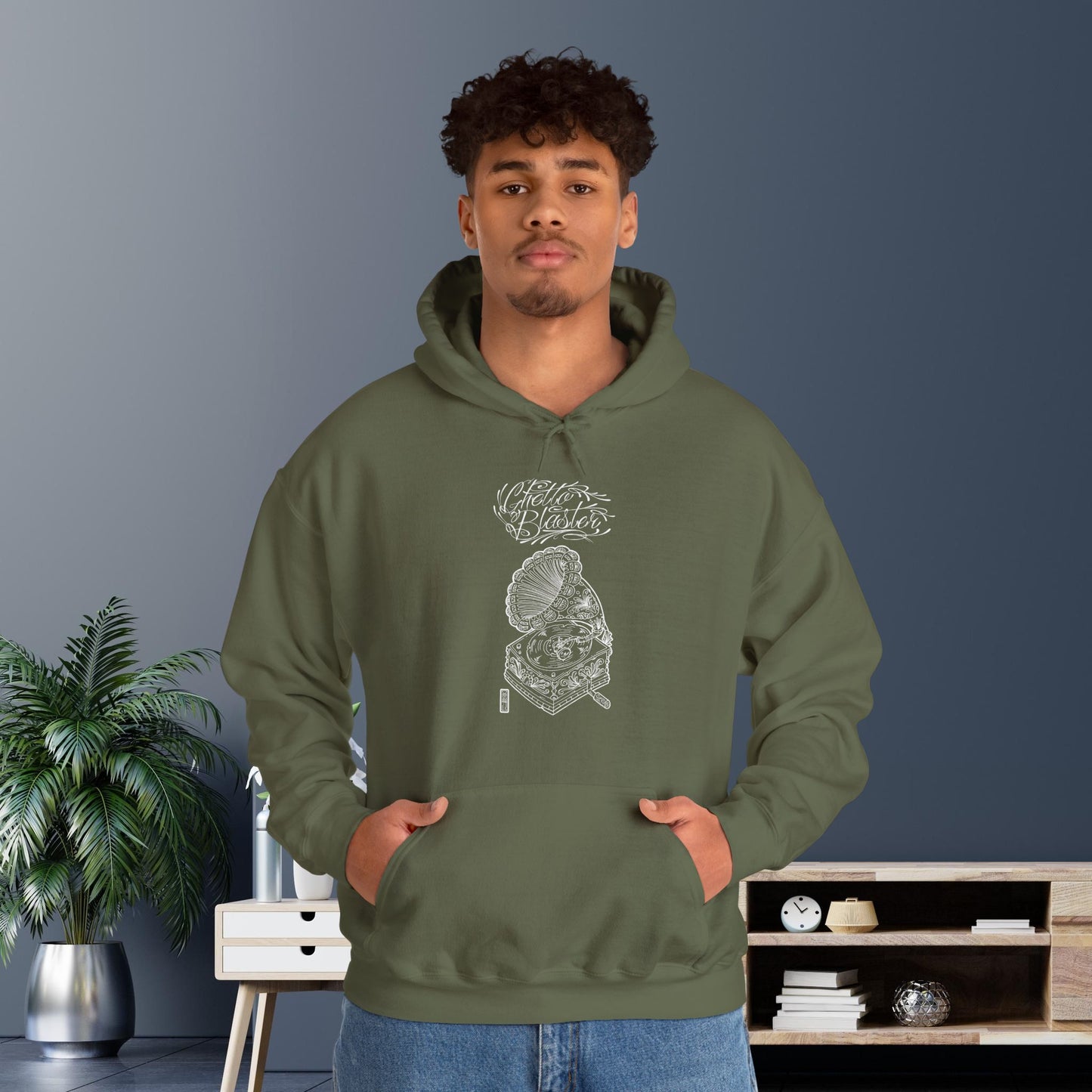 Ghetto Blaster, sudadera con capucha de arte lineal