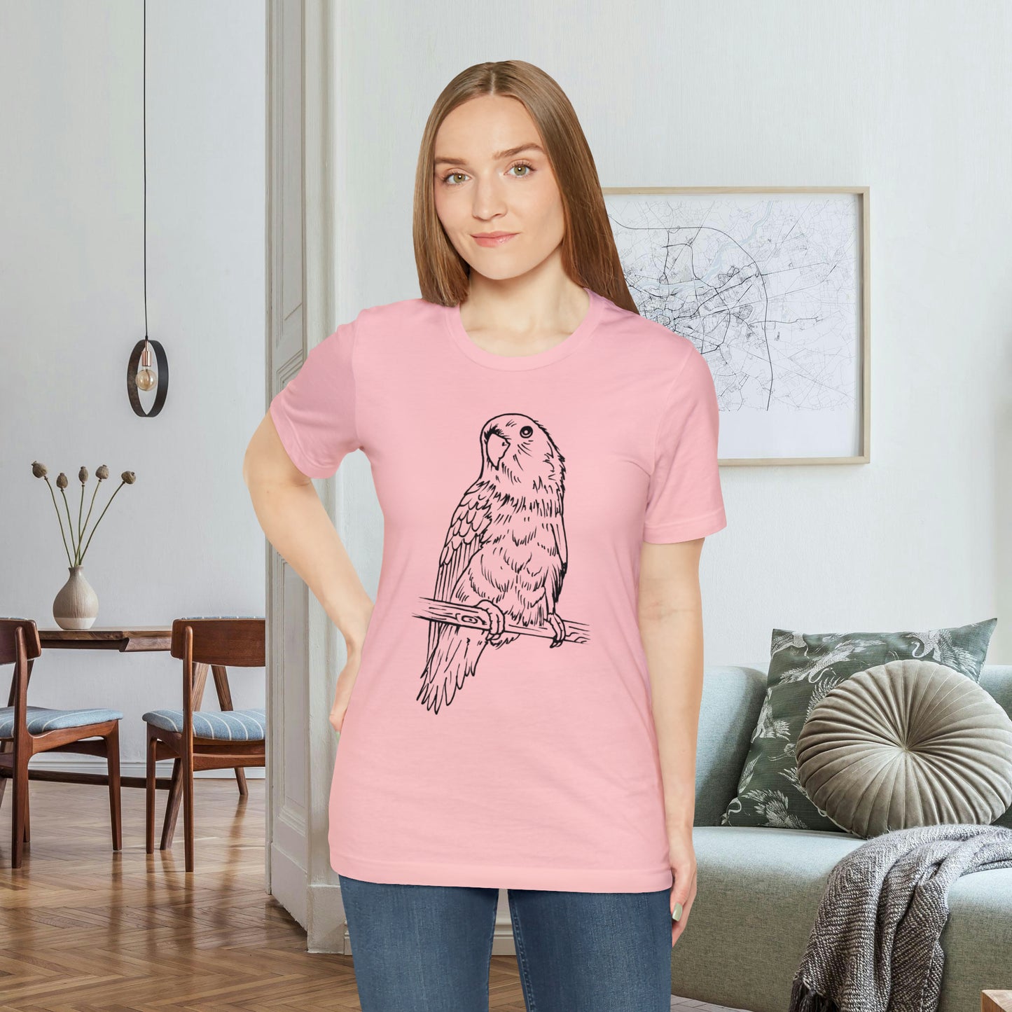 Lovebird Cutie Pie, camiseta de arte lineal
