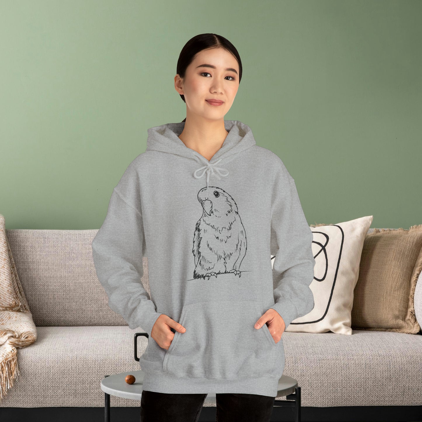 Floofball Lovebird, Line Art Hoodie