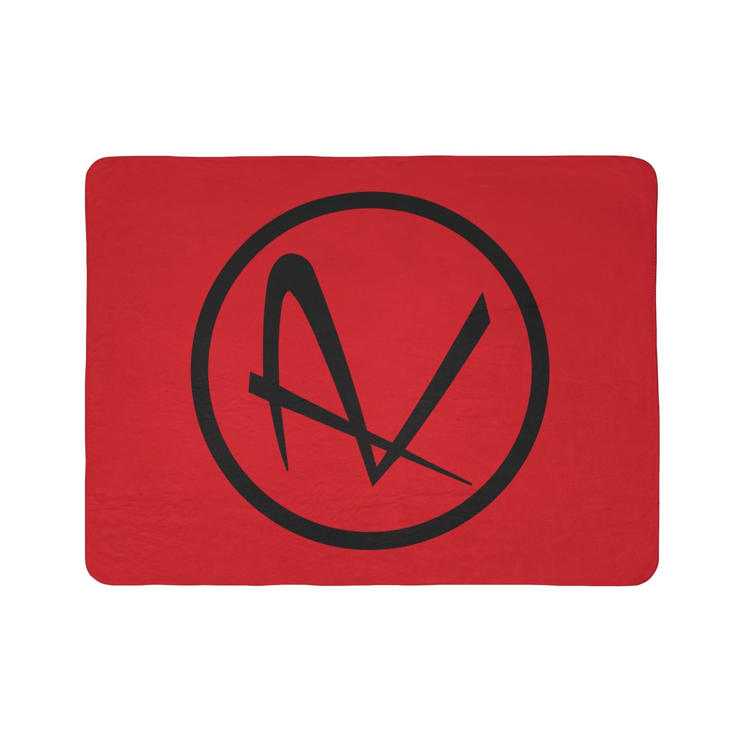 Rambler Black Logo Red Fleece Sherpa Blanket