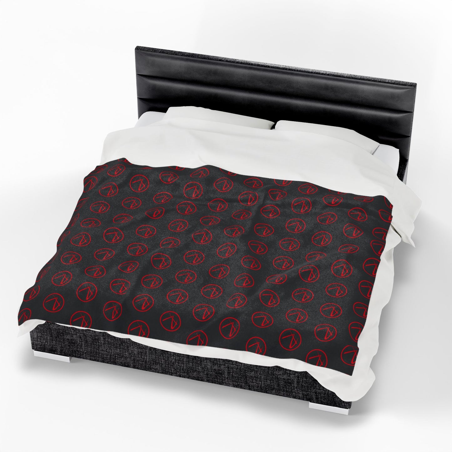 Velveteen Plush Rambler Red Logo Black Blanket
