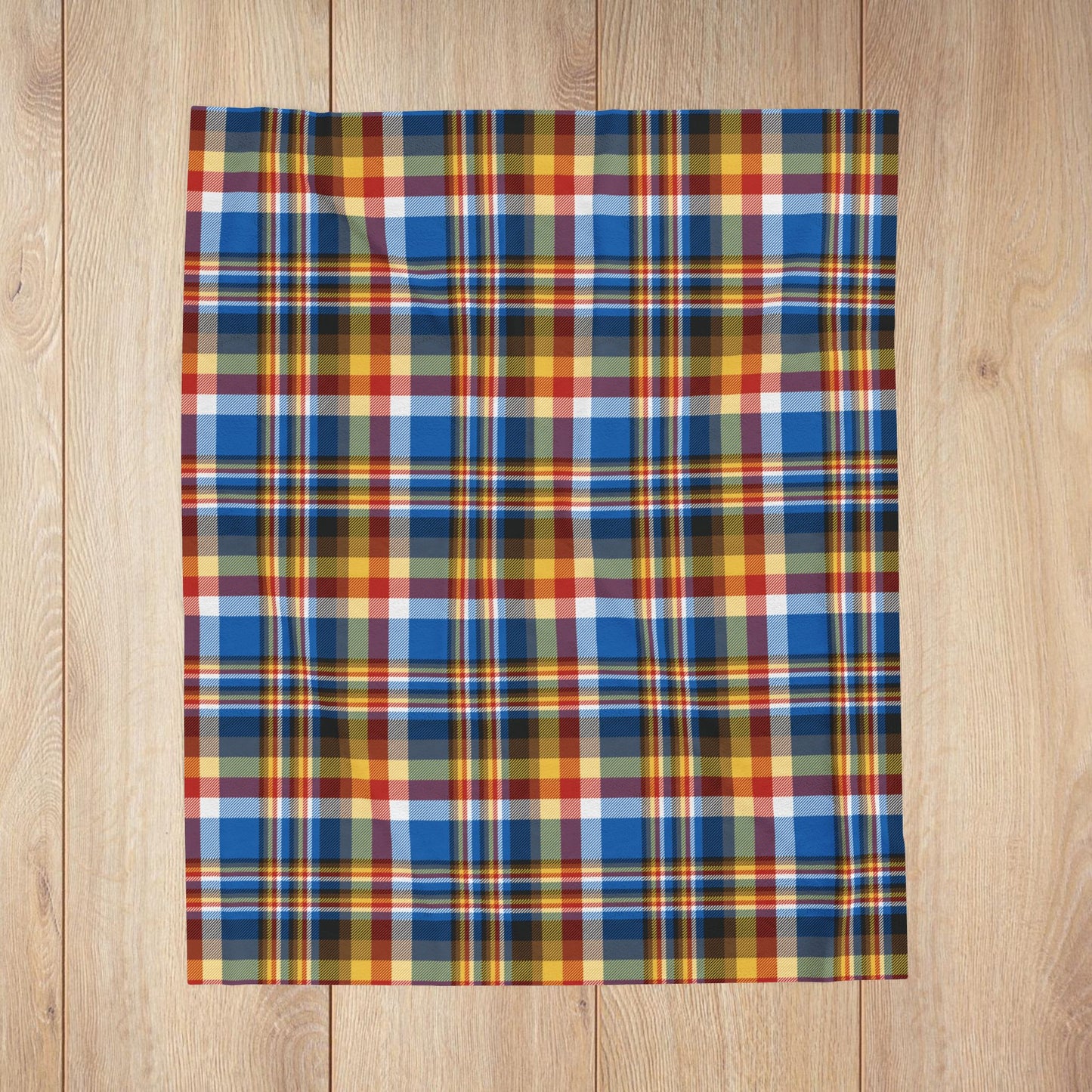 Brown, Red & Blue Sandusky OH Plaid Velveteen Plush Blanket