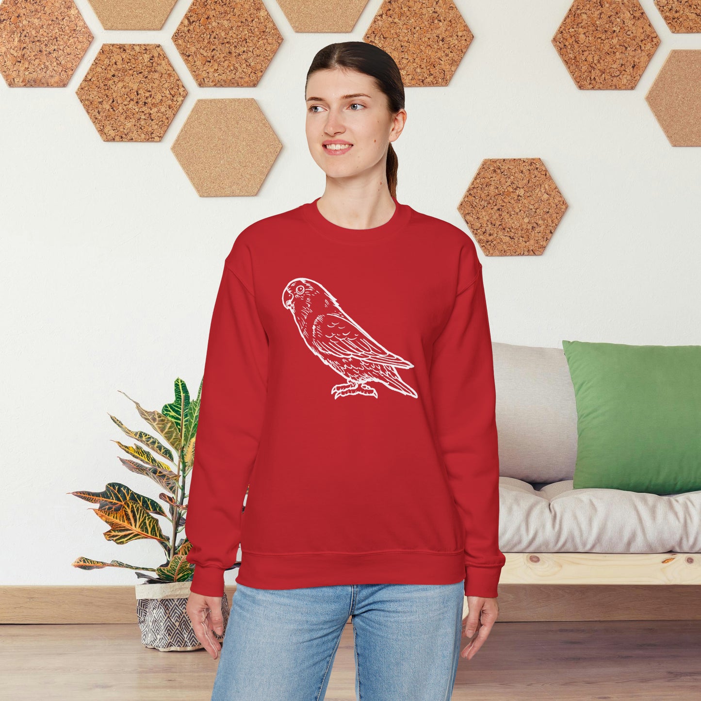 Holly Girl, Lovebird Line Art Crew Neck Sweatshirt