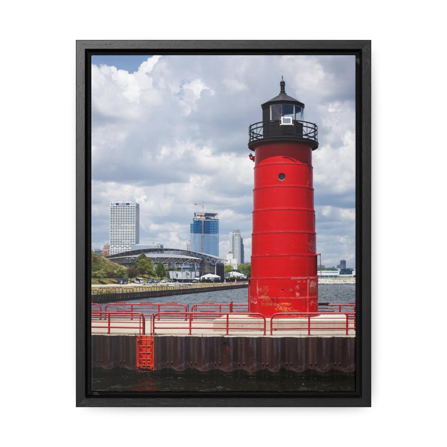 Phare et horizon de Milwaukee Wisconsin ; Milwaukee Pierhead Light, Photographie Encadrée Toile Wrap Wall Art