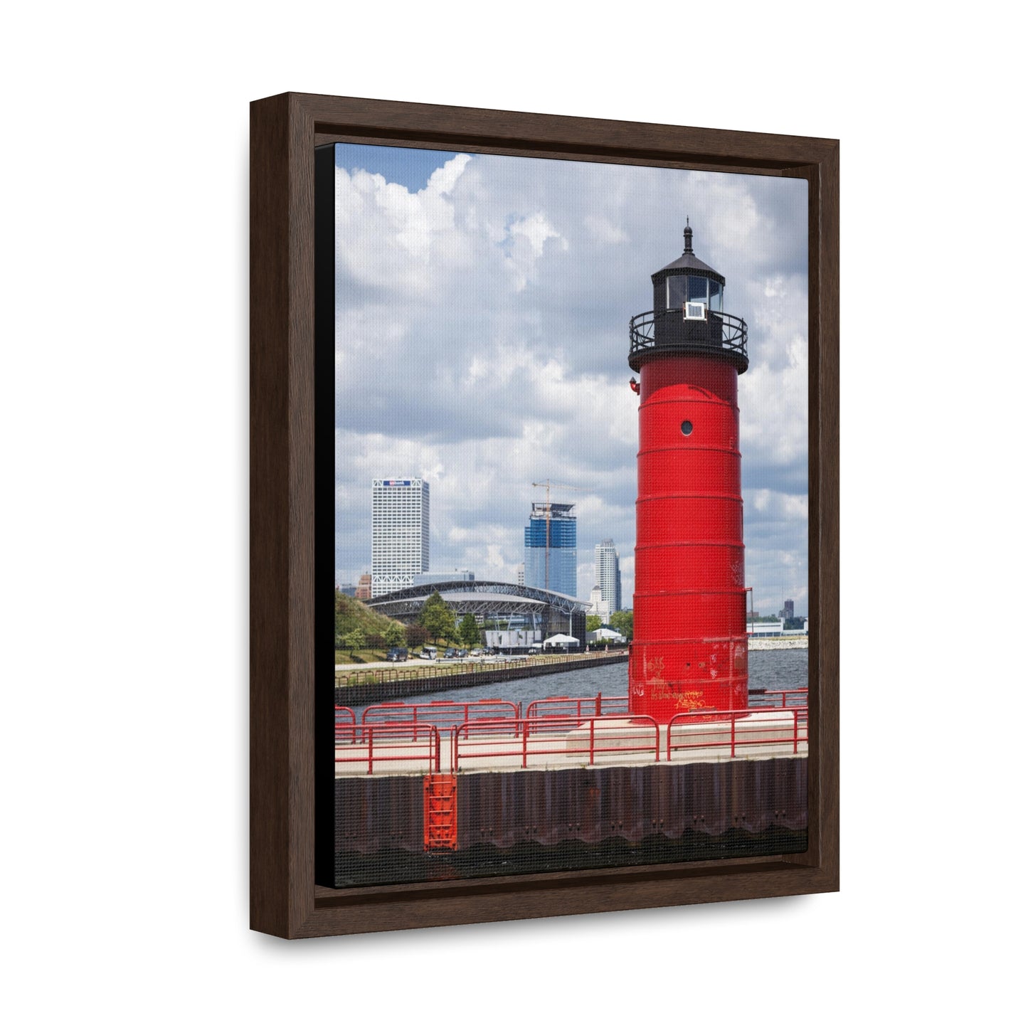 Phare et horizon de Milwaukee Wisconsin ; Milwaukee Pierhead Light, Photographie Encadrée Toile Wrap Wall Art