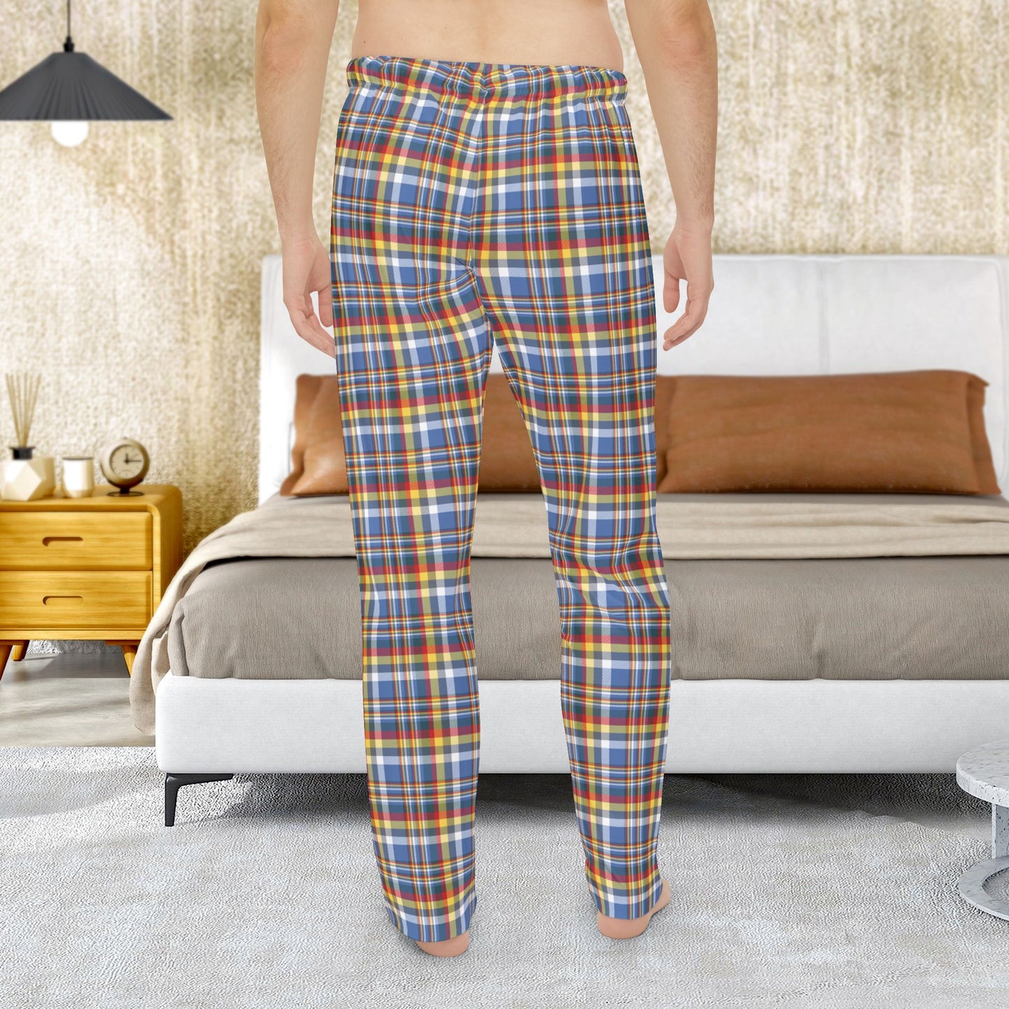 Men’s Blue, White, Yellow & Red Gurnee IL Pajama Pants