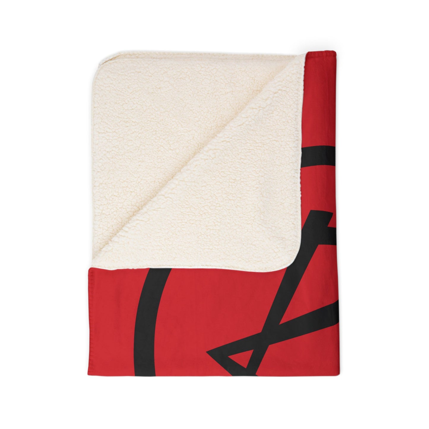 Rambler Black Logo Red Fleece Sherpa Blanket