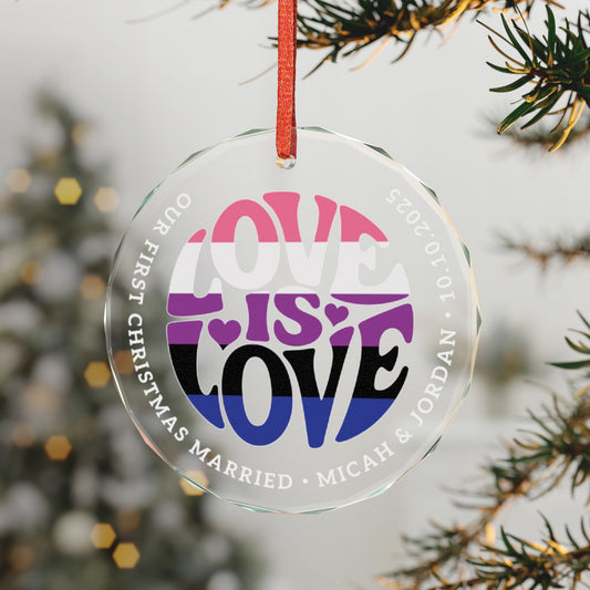 Custom Crystal Love is Love Genderfluid Pride 3" Circle Ornament