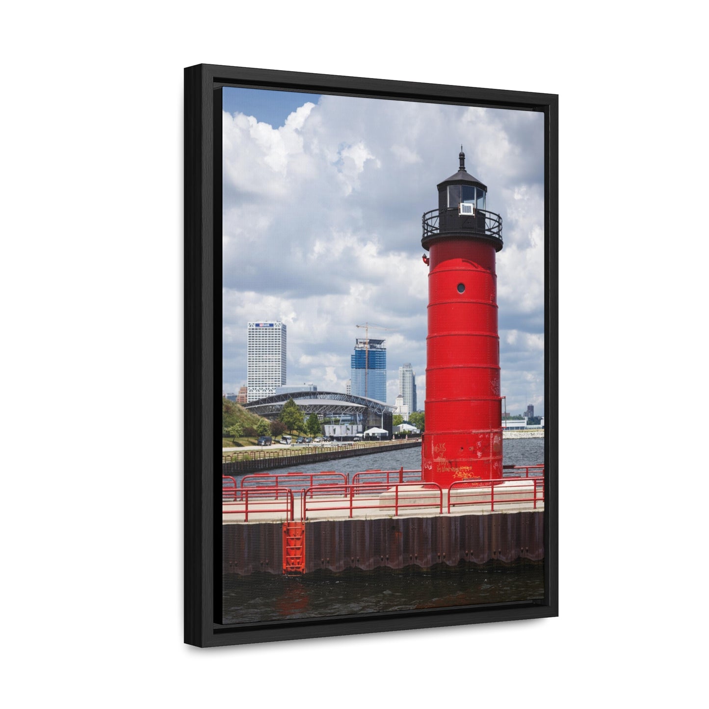 Phare et horizon de Milwaukee Wisconsin ; Milwaukee Pierhead Light, Photographie Encadrée Toile Wrap Wall Art