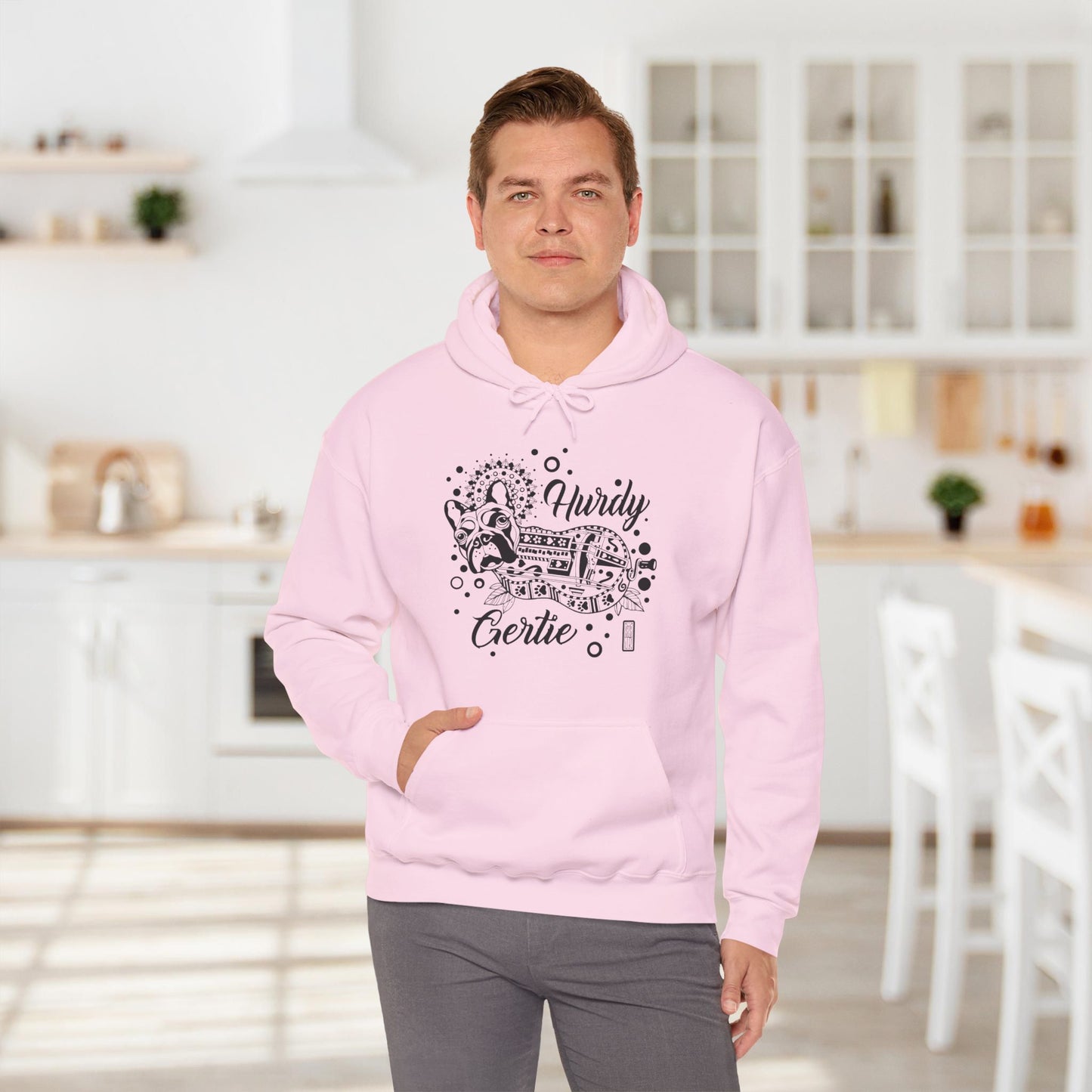 Hurdy Gertie Hooded Sweatshirt, Frenchton Dog Line Art Hoodie