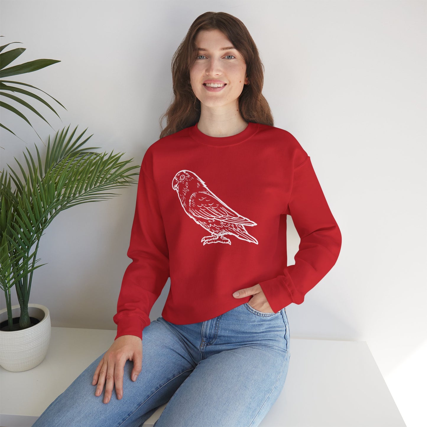 Holly Girl, Lovebird Line Art Crew Neck Sweatshirt