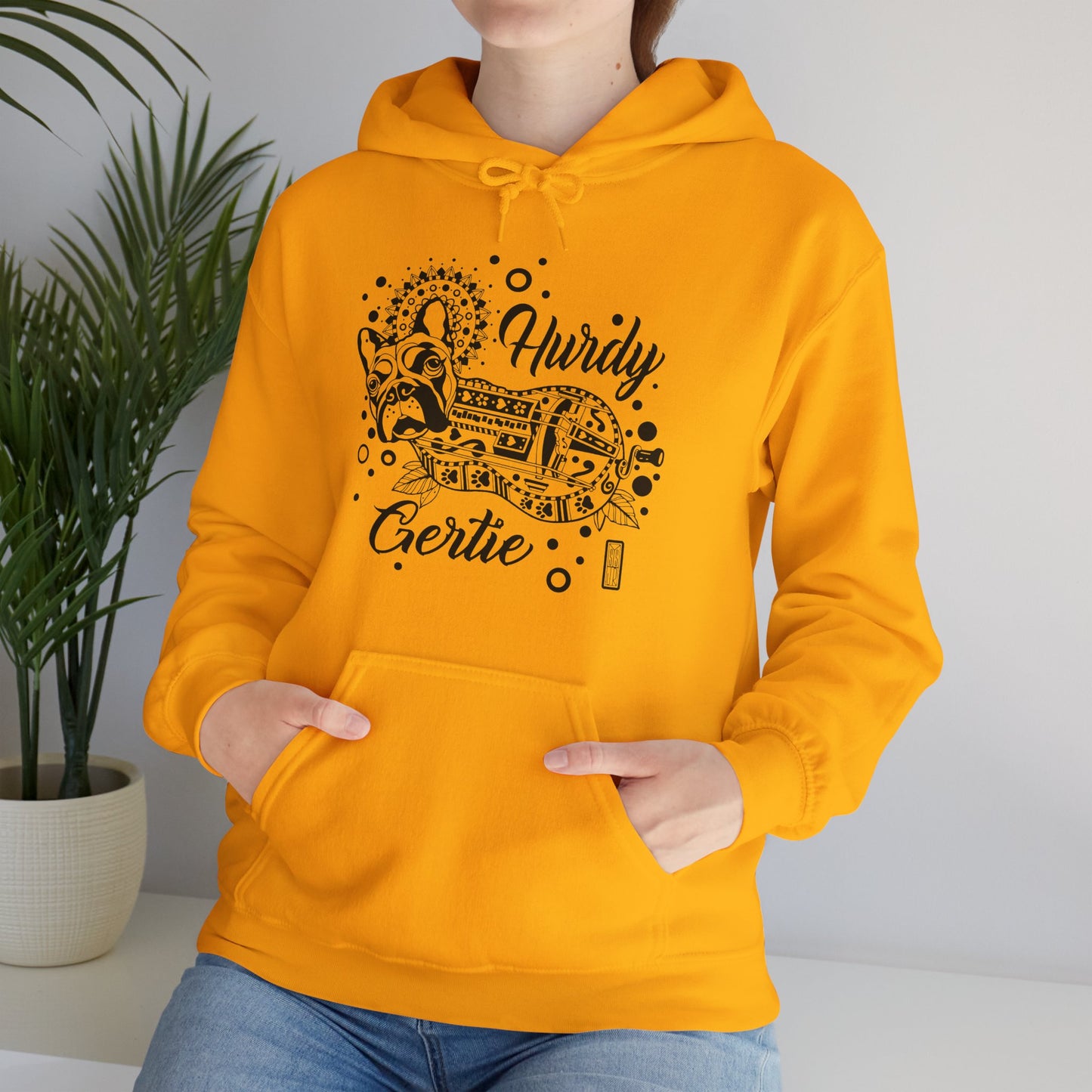 Hurdy Gertie Hooded Sweatshirt, Frenchton Dog Line Art Hoodie