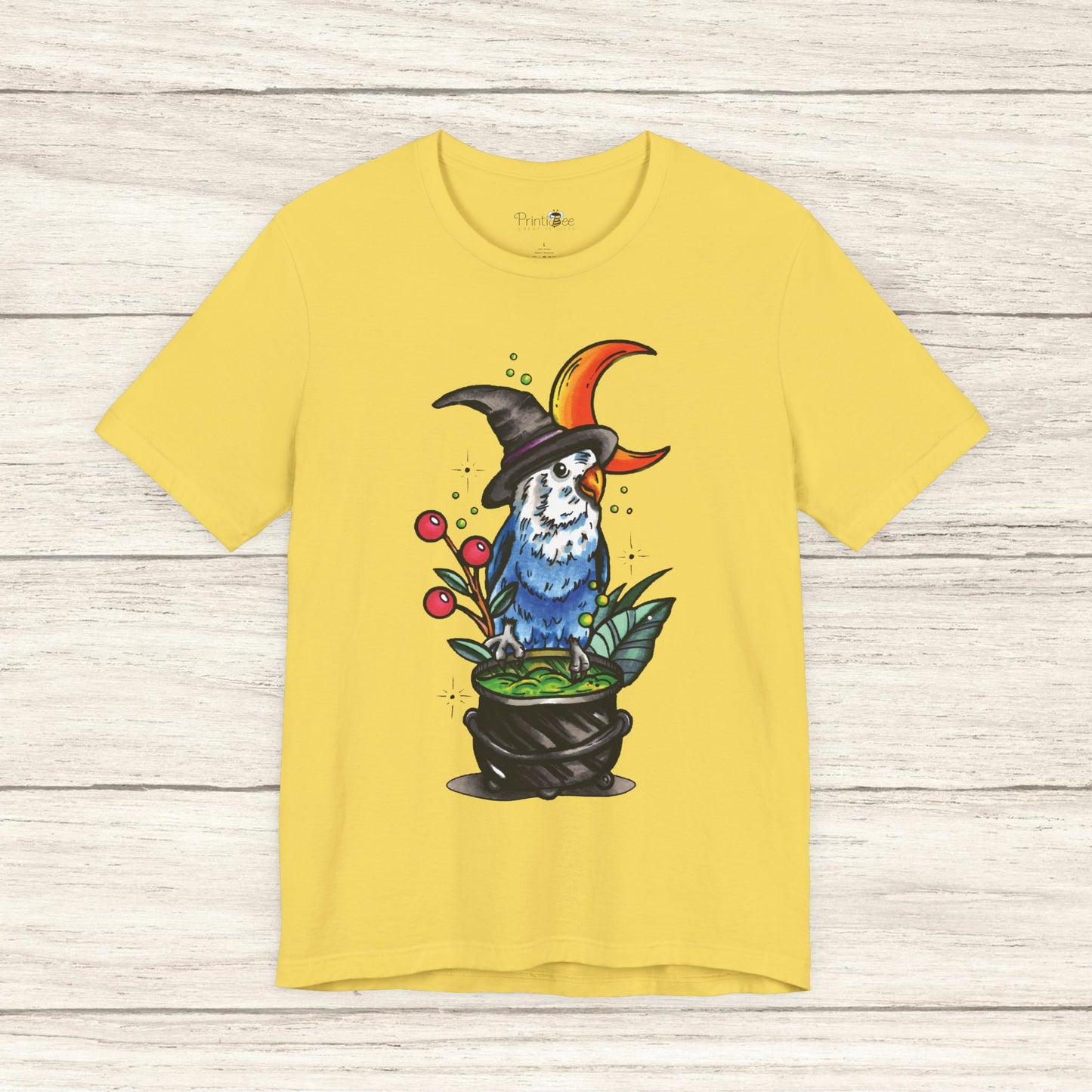 Lovebird Witch, Hand-Drawn & Hand-Colored Tee
