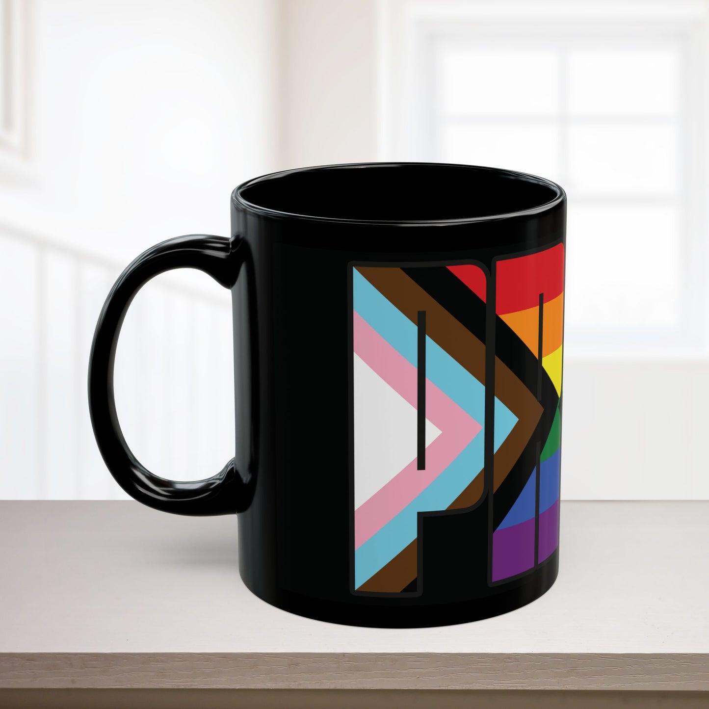 Rainbow Progress Pride 11oz or 15oz Black or White Ceramic Mug