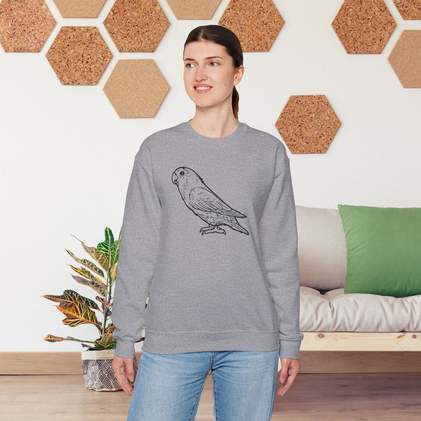 Holly Girl, Sweat-shirt à col rond Lovebird Line Art