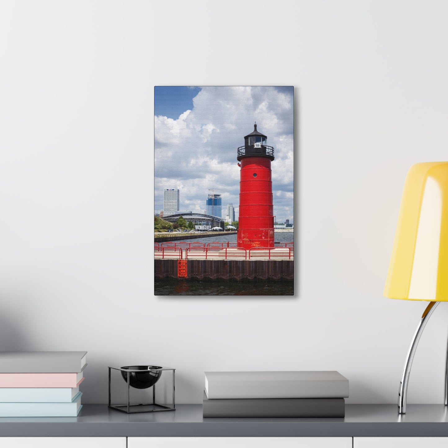 Phare et horizon de Milwaukee Wisconsin ; Milwaukee Pierhead Light, Photographie Toile Wrap Wall Art