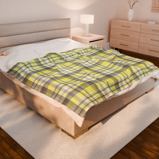 60" × 80" Demigender Pride Plaid Velveteen Plush Blanket