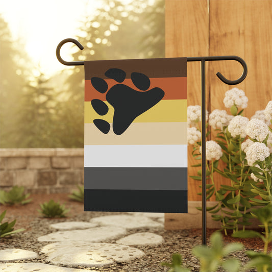 Bear with Paw Pride Garden Flag Banner