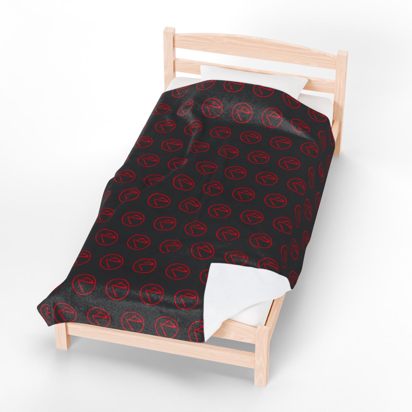 Velveteen Plush Rambler Red Logo Black Blanket