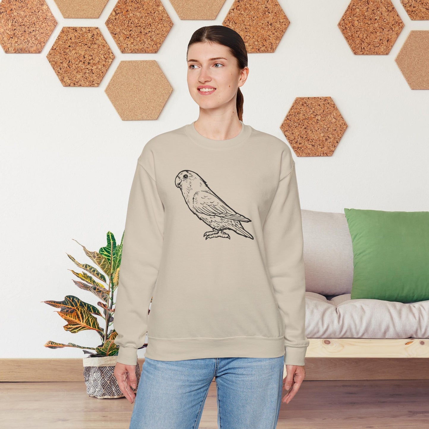 Holly Girl, Sweat-shirt à col rond Lovebird Line Art