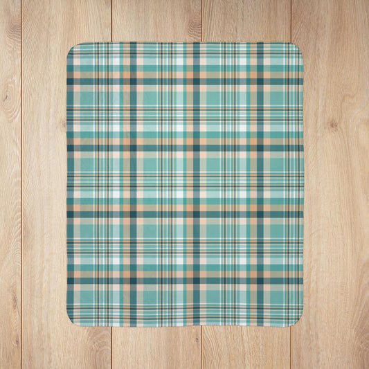 Coastal Shore Plaid Fleece Sherpa Blanket