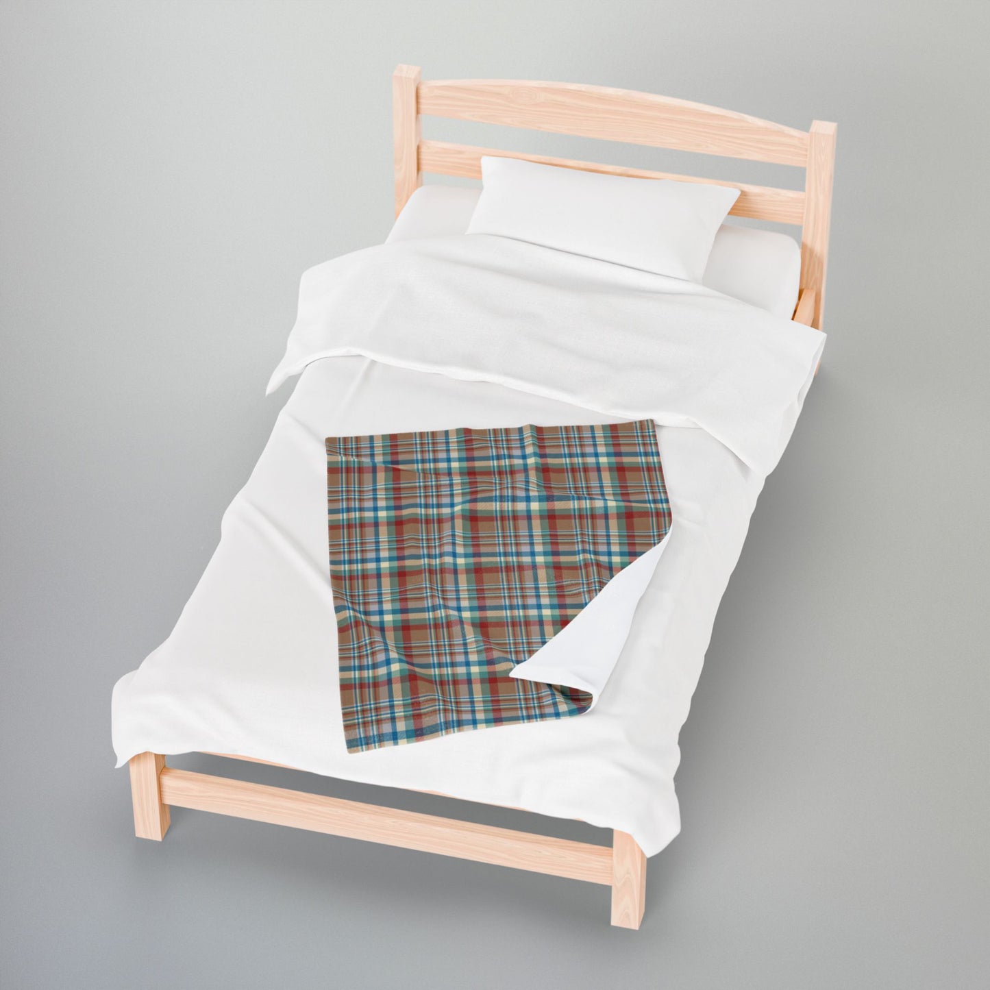 Brown, Red & Blue Aurora OH Plaid Velveteen Plush Blanket