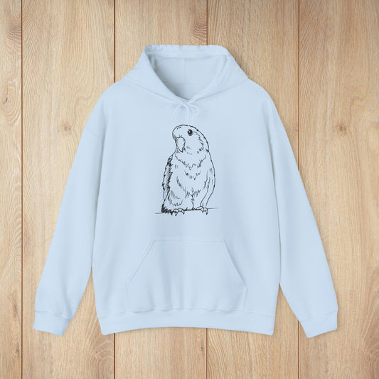 Floofball Lovebird, Line Art Hoodie