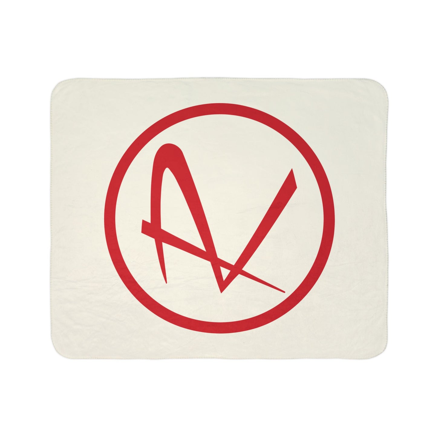 Rambler Red Logo Cream Fleece Sherpa Blanket