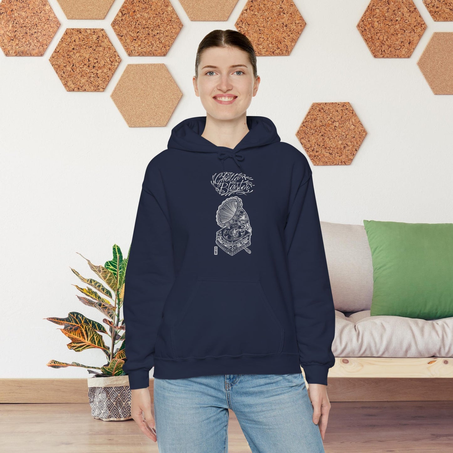 Ghetto Blaster, sudadera con capucha de arte lineal