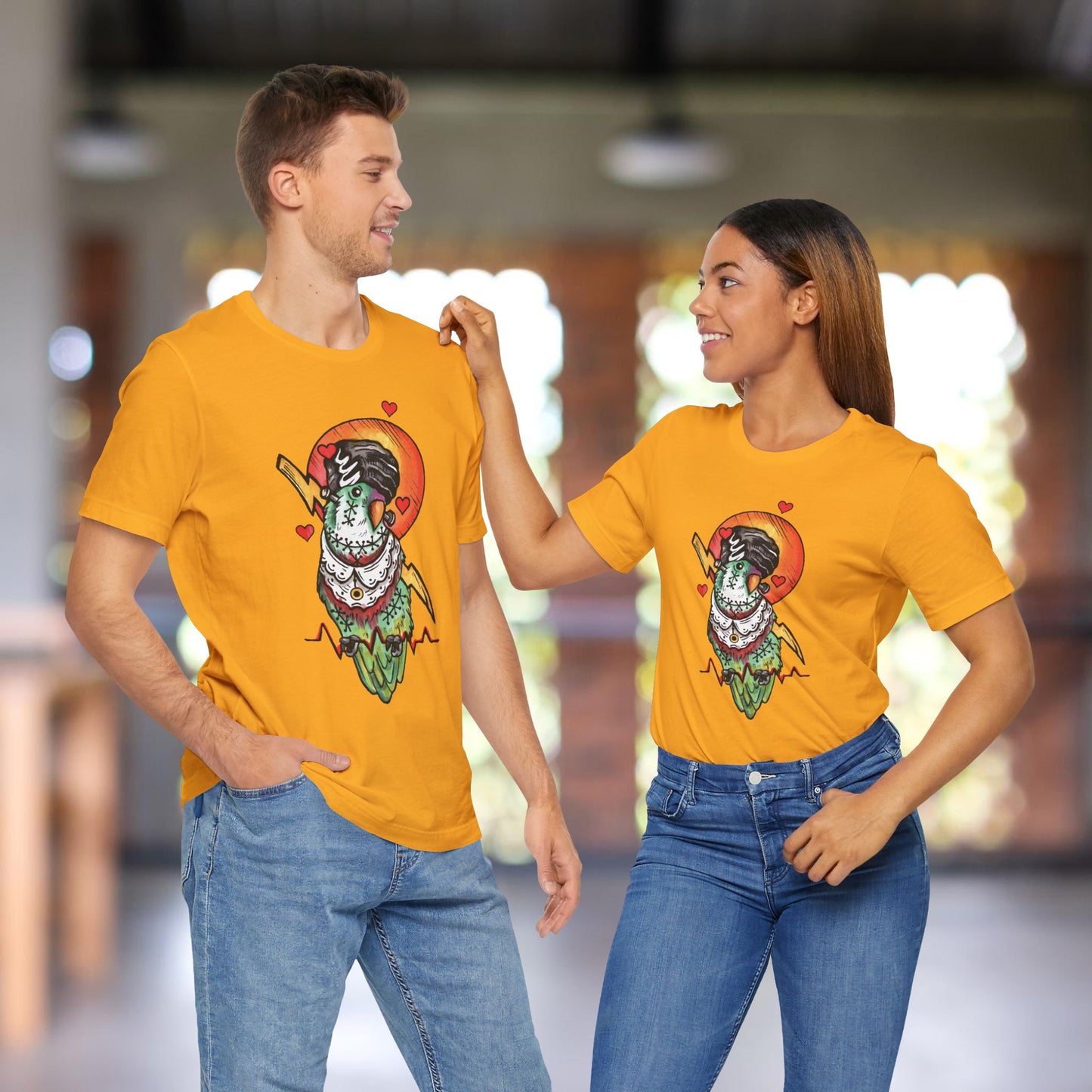 Bride of Frankenstein Lovebird, Hand-Drawn & Hand-Colored Tee