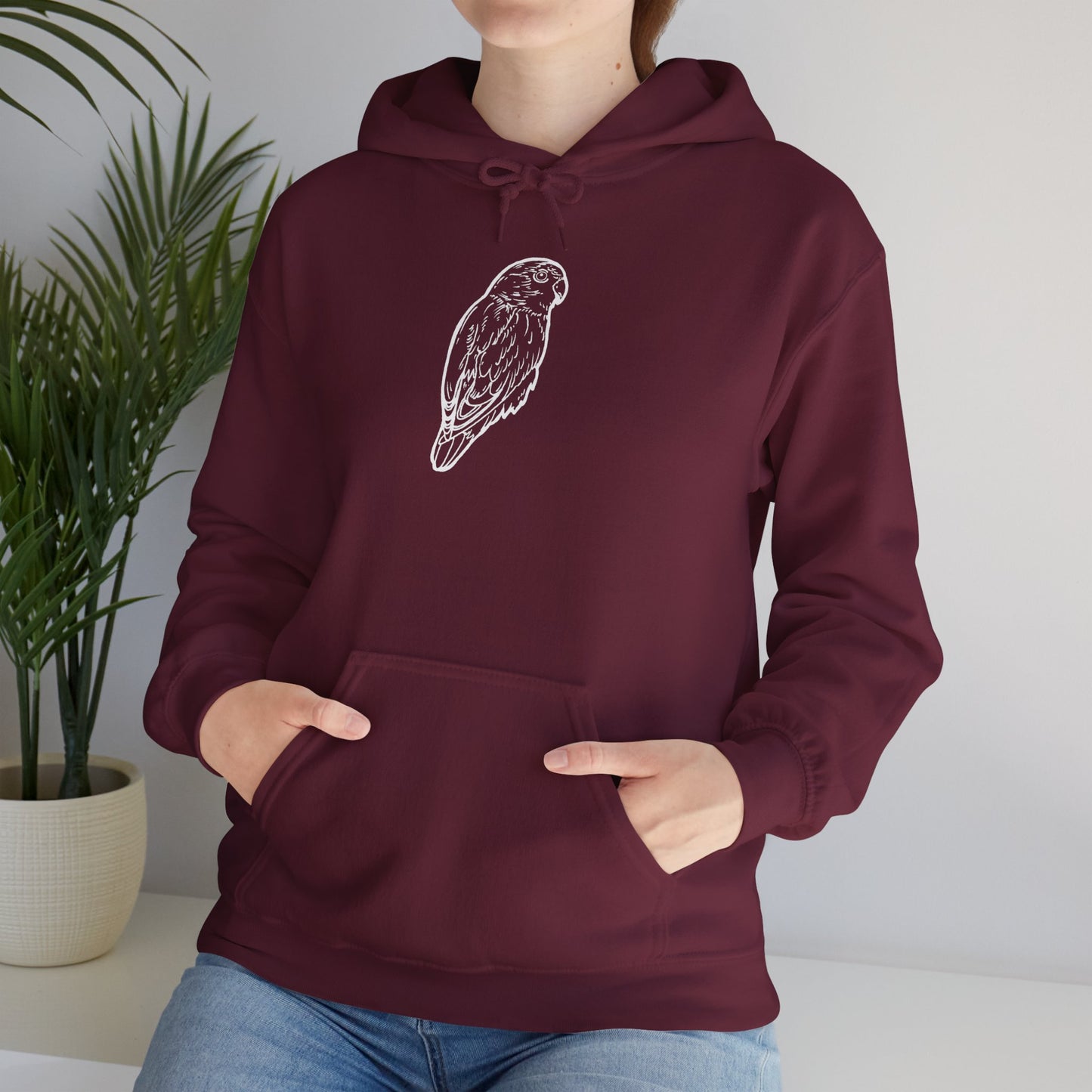 Cuddly Lovebird, Line Art Hoodie