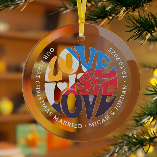 Custom Glass Love is Love Polyamory Pride 3.5" Circle Ornaments