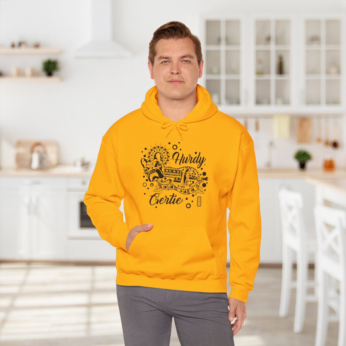 Hurdy Gertie Hooded Sweatshirt, Frenchton Dog Line Art Hoodie