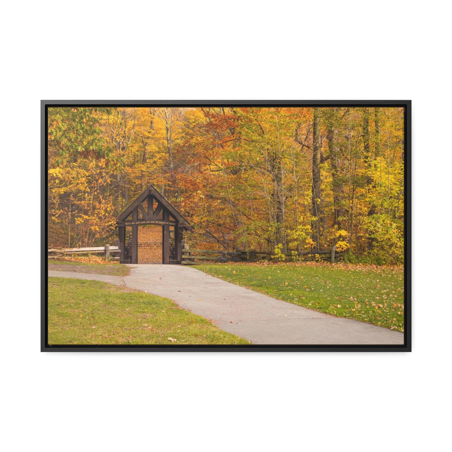 Pont couvert de Seven Bridges Trail à Grant Park dans le sud de Milwaukee Wisconsin, photographie horizontale encadrée toile Wrap Wall Art