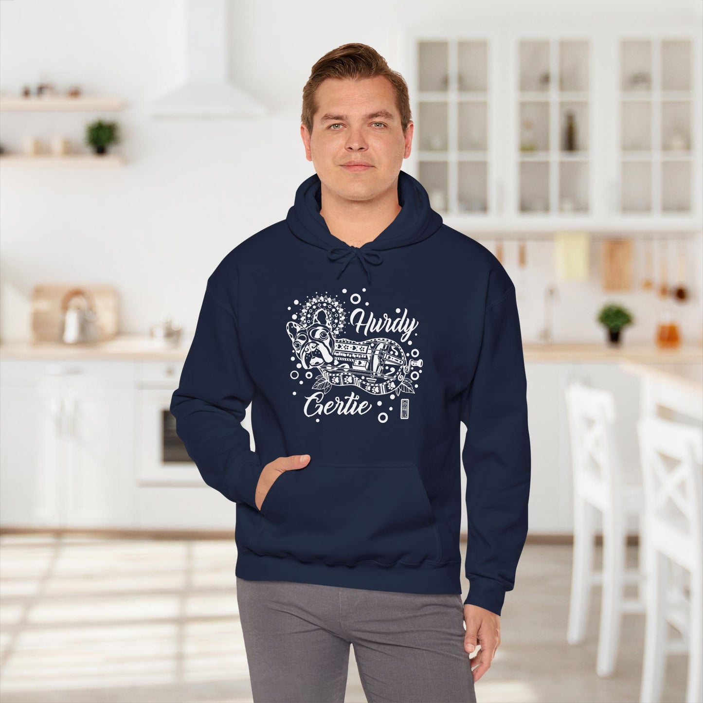 Hurdy Gertie Hooded Sweatshirt, Frenchton Dog Line Art Hoodie