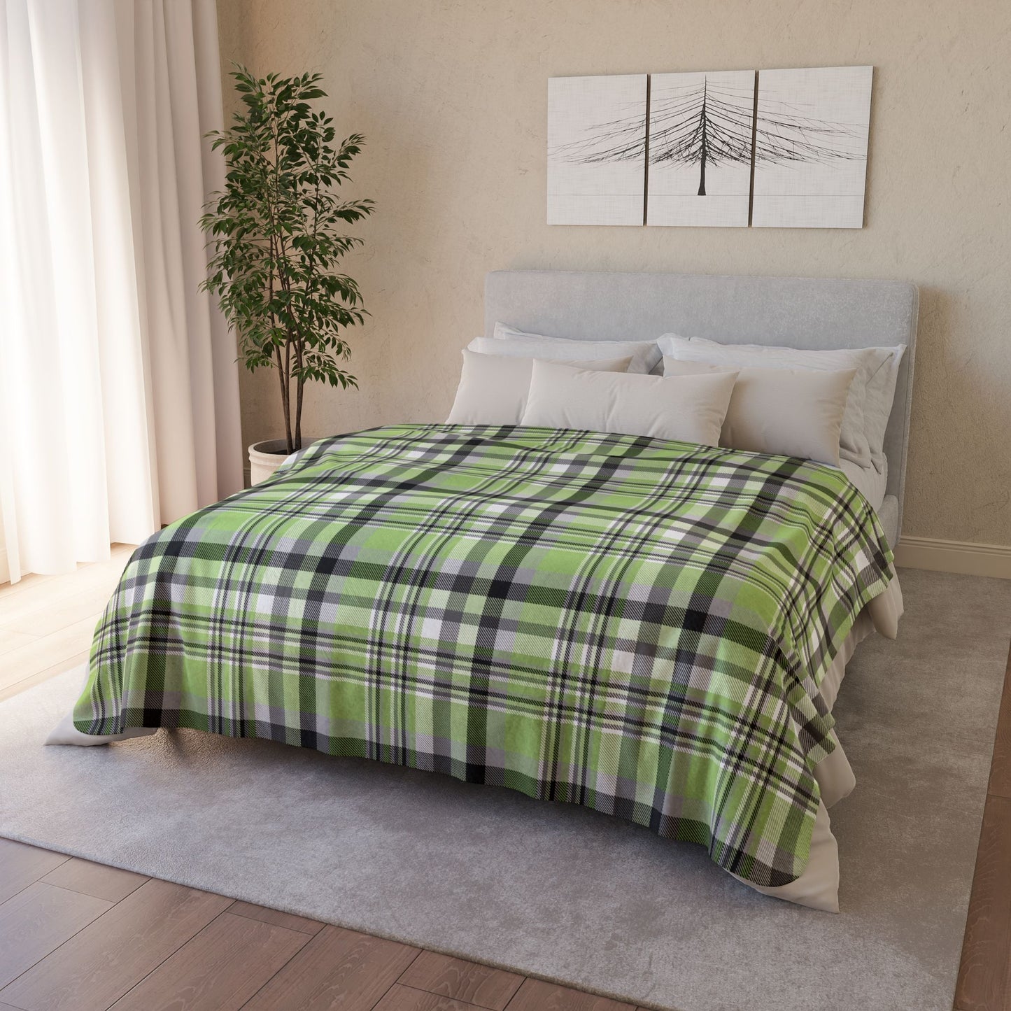 Agender Pride Plaid Fleece Sherpa Blanket