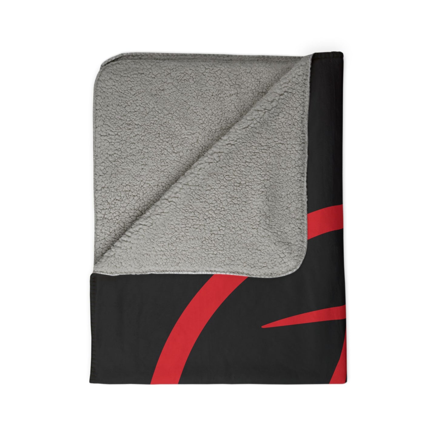 Rambler Red Logo Black Fleece Sherpa Blanket