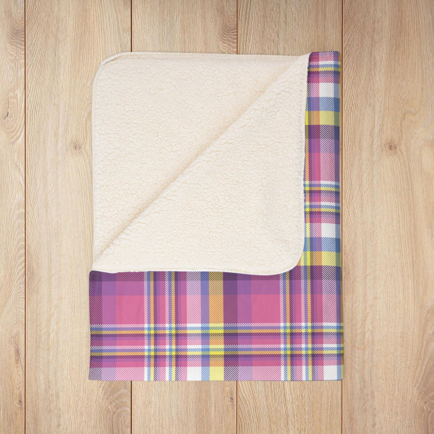 Bigender Yellow Pride Plaid Fleece Sherpa Blanket