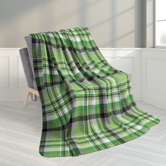 60" × 80" Grey Aromantic Pride Plaid Fleece Sherpa Blanket